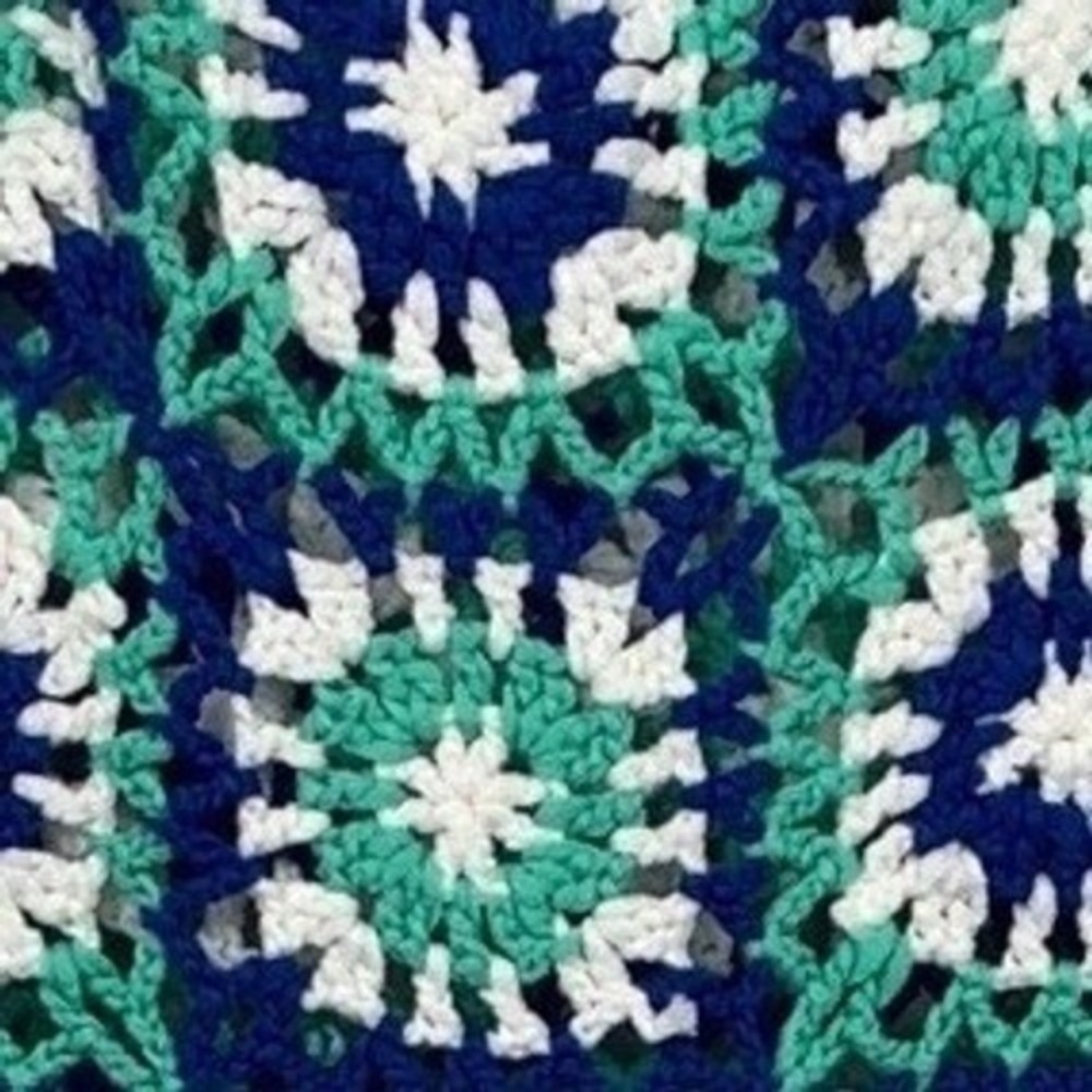Crochet Granny Square Bell Sleeve Crop Top S Blue Green Boh - Picture 4 of 6